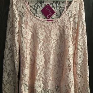 Lacy Pink blouse with tank under. Never worn